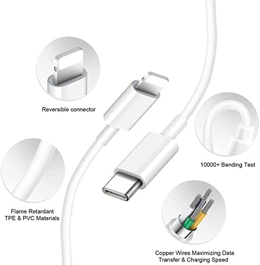 ZERO 20W Charger for iPhone 14 13 12 11Pro Pro Max Mini Series with Type C to Lightening Cable