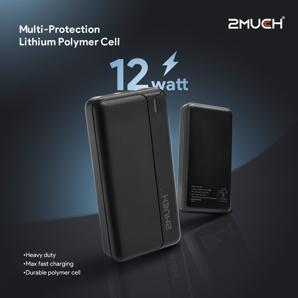 2MUCH Turbo 2 (12W) 20000mAh Power Bank.  Capacity: 20000mAh