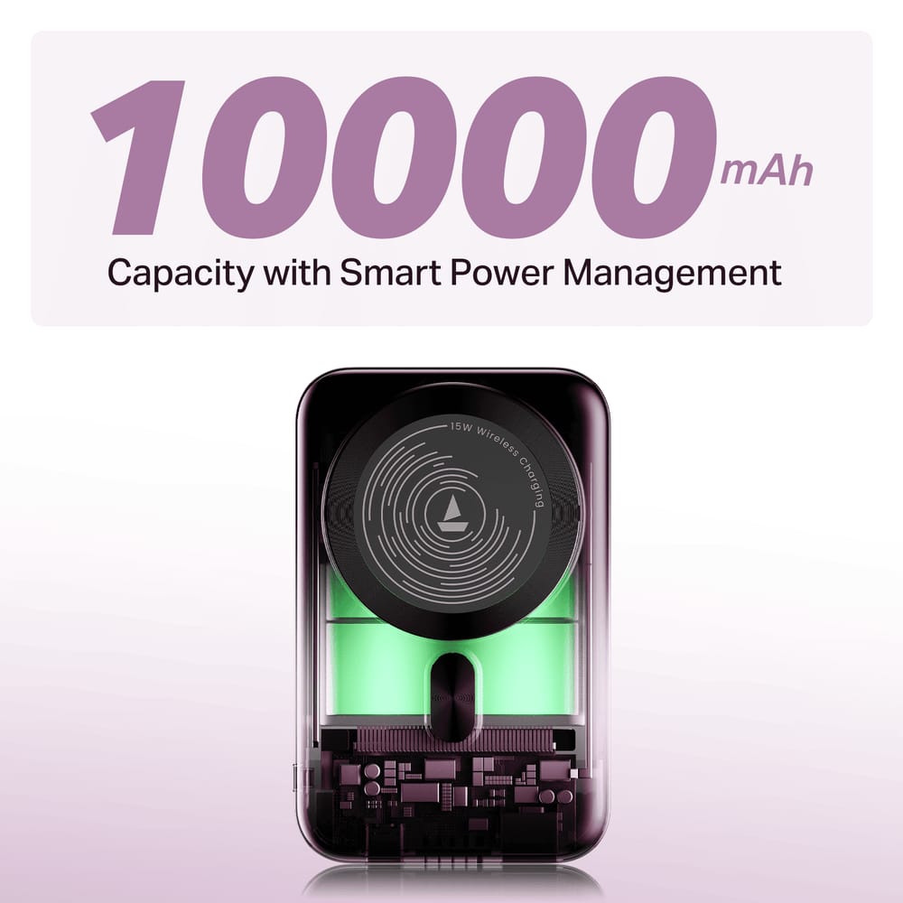 boAt EnergyShroom PB331 Magnacharge 10000mAh Magnetic Wireless Powerbank.